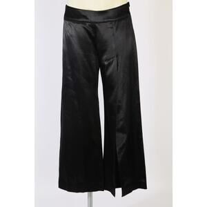 Woman's Vanesa Palmer Black Satin Wide Leg High Slit Pants Size 4